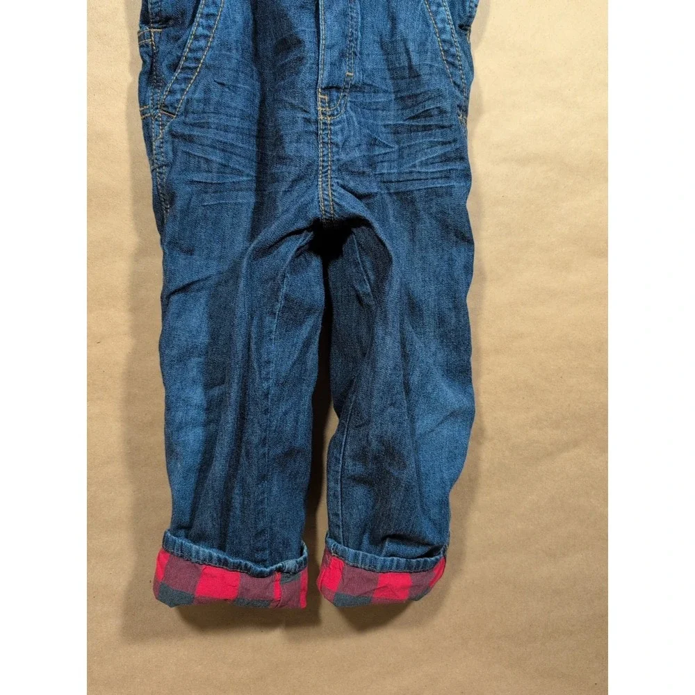 OshKosh B'gosh Kids 4t Denim Vestbak Jeans Overalls‎ Plaid Cotton Lined